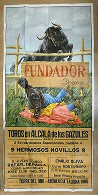 CARTEL DE TOROS EN PAPEL. PLAZA DE TOROS ALCALA DE LOS GAZULES SEPTIEMBRE 1969.