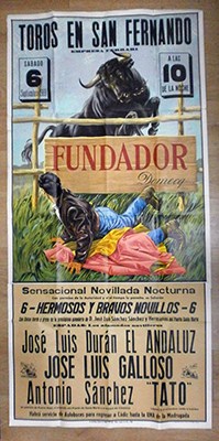CARTEL DE TOROS EN PAPEL. PLAZA DE TOROS DE SAN FERNANDO SEPTIEMBRE 1969.