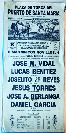 CARTEL - PLAZA DE TOROS DEL PUERTO DE SANTA MARIA 30 SEPTIEMBRE 1989