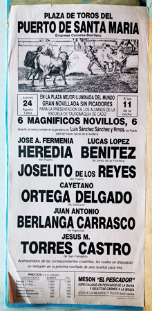 CARTEL - PLAZA DE TOROS DEL PUERTO DE SANTA MARIA 24 AGOSTO 1989