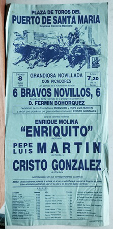 CARTEL - PLAZA DE TOROS DEL PUERTO DE SANTA MARIA 8 DE JULIO 1989