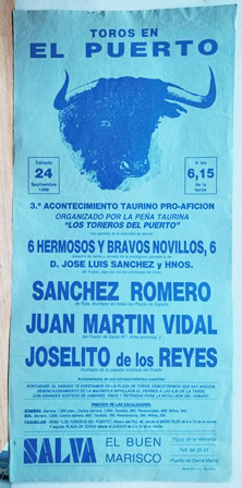 CARTEL - TOROS EN EL PUERTO  24 DE SEPTIEMBRE 1988