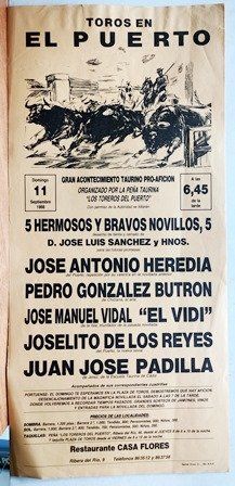 CARTEL - TOROS EN EL PUERTO 11 DE SEPTIEMBRE 1988
