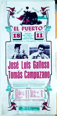 CARTEL - PLAZA DE TOROS DEL PUERTO TRADICIONAL 18 DE AGOSTO 1984