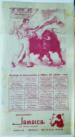 CARTEL - TOROS EN SEVILLA DOMINGO DE RESURRECCION Y FERIA DE ABRIL DE 1975