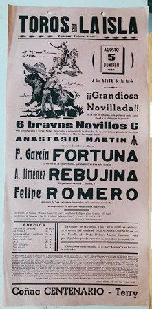 CARTEL - TOROS EN LA ISLA GRANDIOSA NOVILLADA 5 DE AGOSTO DE 1962