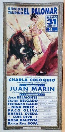 CARTEL - RINCON TAURINO EL PALOMAR SABADO 31 MARZO 2001 SE CELEBRARA CHARLA COLOQUIO