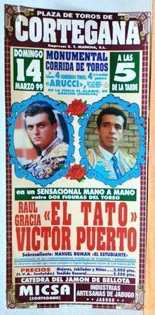 CARTEL - PLAZA DE TOROS DE CORTEGANA DOMIGO 14 DE MARZO DE 1999