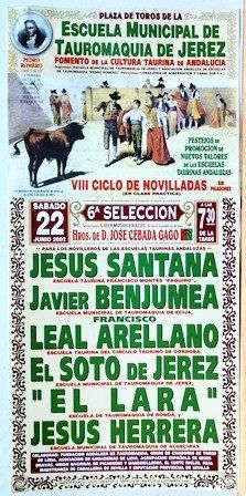 CARTEL - PLAZA DE TOROS DE LA ESCUELA MUNICIPAL DE TAUROMAQUIA DE JEREZ SABADO 22 JUNIO 2002
