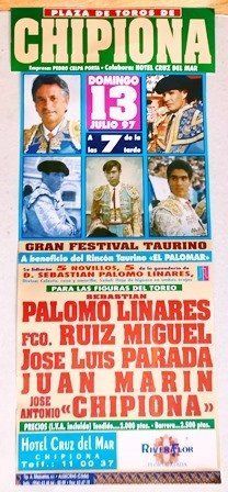 CARTEL - PLAZA DE TOROS DE CHIPIONA DOMIGO 13 JULIO 1997 GRAN FESTIVAL TAURINO