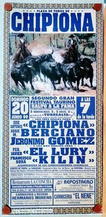 CARTEL - PLAZA DE TOROS DE CHIPIONA II GRAN FESTIVAL TAURINO SABADO 20 JUNIO 1999.