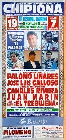 CARTEL - PLAZA DE TOROS DE CHIPIONA II FESTIVAL TAURINO SABADO 20 JUNIO 1999.