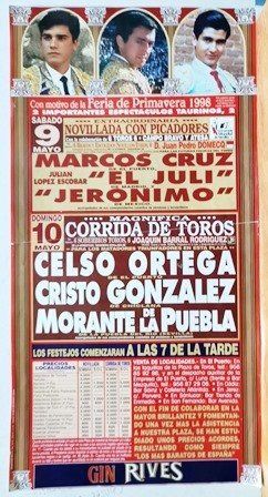 CARTEL NOVILLADA SIN PICADORES FERIA DE PRIMAVERA SABADO 9 Y 10 MAYO 1988