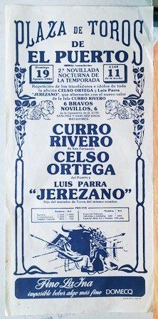 CARTEL - PLAZA DE TOROS DE EL PUERTO 2 NOVILLADA NOCTURNA DE LA TEMPORADA 19 AGOSTO 1984