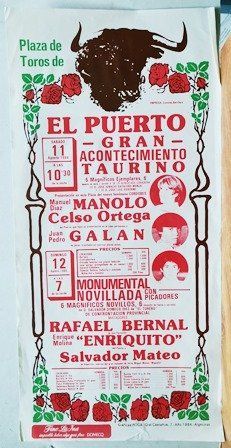 CARTEL PLAZA DE TOROS DE EL PUERTO GRAN ACONTECIMIENTO TAURINO SABADO 11 AGOSTO 1984