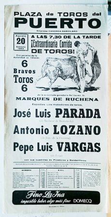 CARTEL - PLAZA DE TOROS DEL PUERTO EXTAORDINARIA CORRIDA DE TOROS 20 AGOSTO 1983