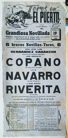 CARTEL - TOROS EN EL PUERTO GRANDIOSA NOVILLADA VIERNES 19 MARZO 1965