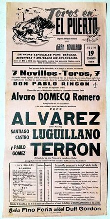 CARTEL - TOROS EN EL PUERTO GRAN NOVILLADA DOMINGO 19 JULIO 1964