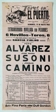 CARTEL - TOROS EN EL PUERTO EXTRAORDINARIA NOVILLADA DOMIGO 31 MAYO 1964