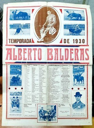 CARTEL DE TOROS - TEMPORADA 1930 ALBERTO BALDERAS