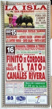 CARTEL PLAZA DE TOROS DE LA ISLA SAN FERNANDO FERIA DEL CARMEN Y DE LA SAL 2000 15 Y 16 JULIO