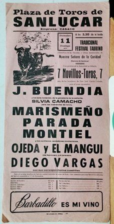 CARTEL PLAZA DE TOROS DE SANLUCAR FESTIVAL TAURINO DOMINGO 11 DICIEMBRE 1977