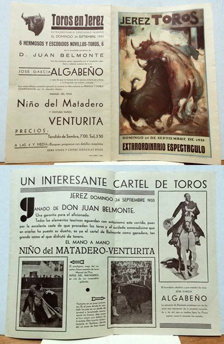 TOROS EN JEREZ EXTRAORDINARIO ESPECTACULO DOMINGO 24 SEPTIEMBRE 1933
