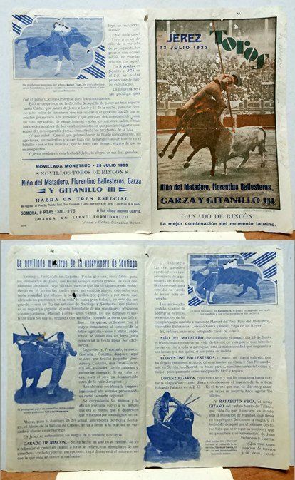 JEREZ 23 JULIO 1933 TOROS LA NOVILLADA MONSTRUO DE LA ANTIVISPERA DE SANTIAGO