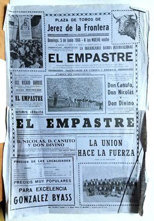 PLAZA DE TOROS DE JEREZ DE LA FRONTERA DOMINGO 5 DE JUNIO 1966 EL EMPASTRE