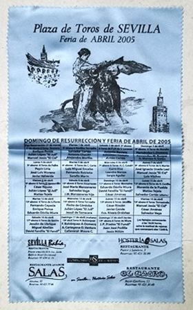 CARTEL DE TOROS EN SEDA PLAZA DE TOROS DE SEVILLA FERIA DE ABRIL DE 2005