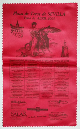 CARTEL DE TOROS EN SEDA PLAZA DE TOROS DE SEVILLA FERIA DE ABRIL DE 2005