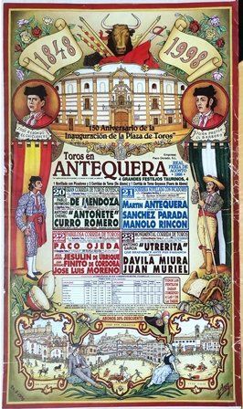 CARTEL TOROS EN ANTEQUERA FERIA DE AGOSTO 1998 150 ANIVERSARIO