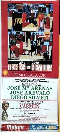 CARTEL PLAZA DE TOROS DE SEVILLA NOVILLADA CON PICADORES TEMPORADA 2010
