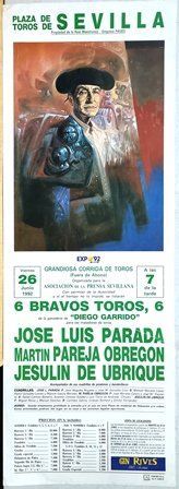 CARTEL PLAZA DE TOROS DE SEVILLA VIERNES 26 JUNIO 1992