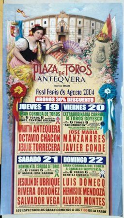 CARTEL PLAZA DE TOROS DE ANTEQUERA REAL FERIA DE AGOSTO 2004