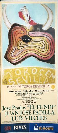 CARTEL DE TOROS EN SEVILLA 2004 10 Y 13 DE JUNIO CORRIDA DE TOROS Y NOVILLADA CON PICADORES