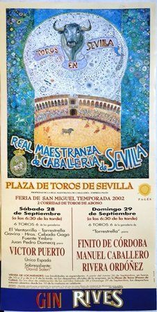 CARTEL DE PLAZA DE TOROS DE SEVILLA FERIA DE SAN MIGUEL 28, 29 SEPTIEMBRE