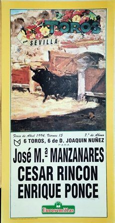 CARTEL TOROS EN SEVILLA FERIA DE ABRIL VIERNES 15 DE ABRIL DE 1994