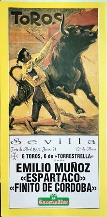 CARTEL TOROS EN SEVILLA FERIA DE ABRIL JUEVES 21 DE ABRIL DE 1994