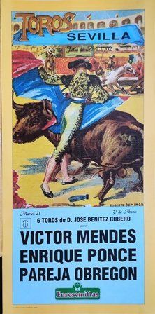 CARTEL TOROS EN SEVILLA FERIA DE ABRIL MARTES 21 DE ABRIL DE 1992