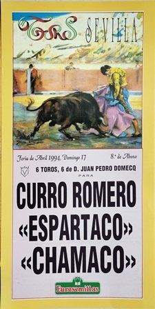 CARTEL TOROS EN SEVILLA FERIA DE ABRIL DOMINGO 17 DE ABRIL DE 1994