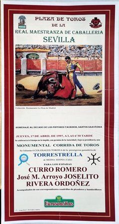 CARTEL PLAZA DE TOROS DE LA REAL MAESTRANZA DE CABALLERIA DE SEVILLA 17 ABRIL 1997