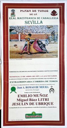 CARTEL PLAZA DE TOROS DE LA REAL MAESTRANZA DE CABALLERIA DE SEVILLA 13 ABRIL 1997