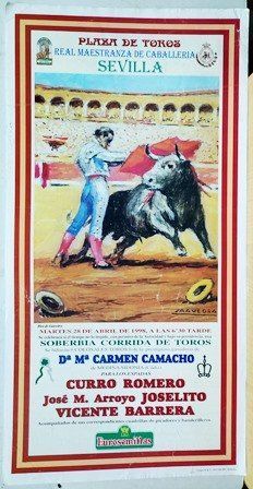 CARTEL PLAZA DE TOROS REAL MAESTRANZA DE CABALLERIA DE SEVILLA 28 ABRIL 1998