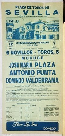 CARTEL PLAZA TOROS DE SEVILLA DOMINGO 12 DE JUNIO DE 1988