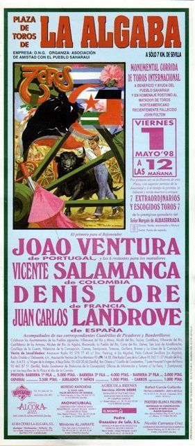 CARTEL PLAZA TOROS DE LA ALGABA VIERNES 1 DE MAYO DE 1998