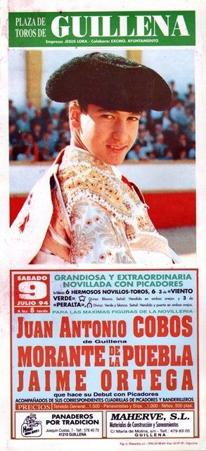 CARTEL PLAZA TOROS DE GUILLENA (SEVILLA) SABADO 9 DE JULIO DE 1994