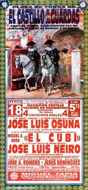 CARTEL PLAZA DE TOROS EL CASTILLO DE LAS GUARDAS SABADO 18 DE OCTUBRE DE 1997 SEVILLA