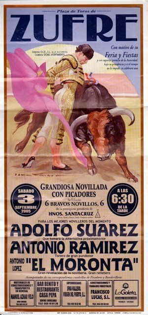 CARTEL PLAZA DE TOROS DE ZUFRE (HUELVA) SABADO DE 3 DE SEPTIEMBRE 2005