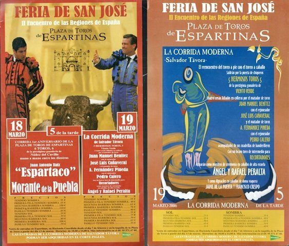 CARTEL PLAZA DE TOROS DE ESPARTINAS FERIA DE SAN JOSE 18,19 DE MARZO 2006